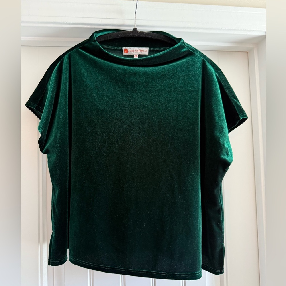 Jude Connally dark green velvet mockneck top, size XS - Picture 4 of 6